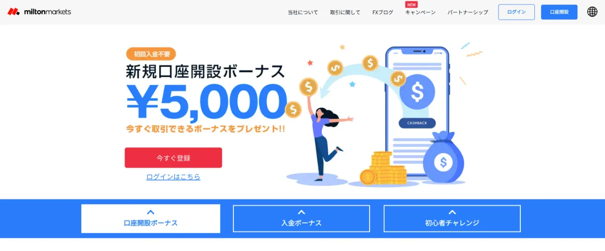 海外FXの入金ボーナスおすすめ比較ランキング10位はMiltonMarkets