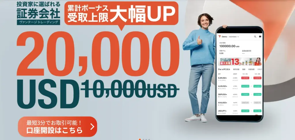 Vantageは海外FXデモ口座のおすすめ業者