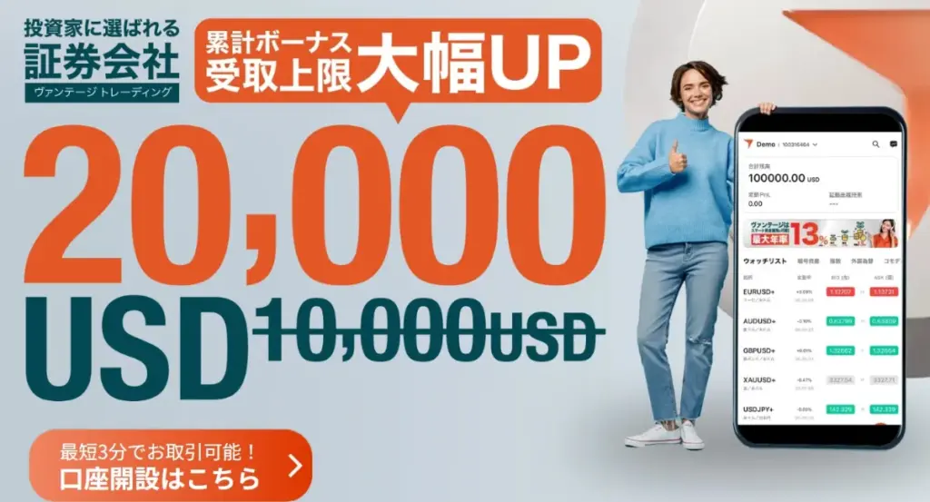 Vantageは副業としておすすめの海外FX業者ランキング2位