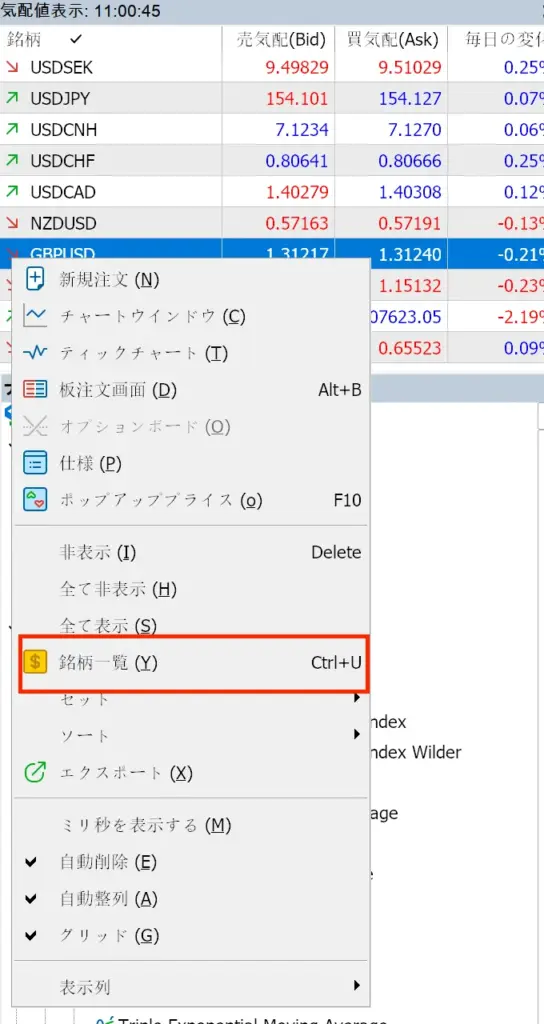 MTの仮想通貨表示画面